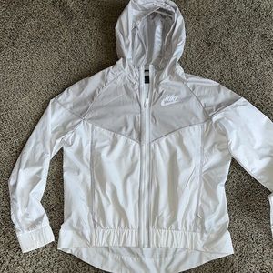 White & Gray Nike Windbreaker Jacket
